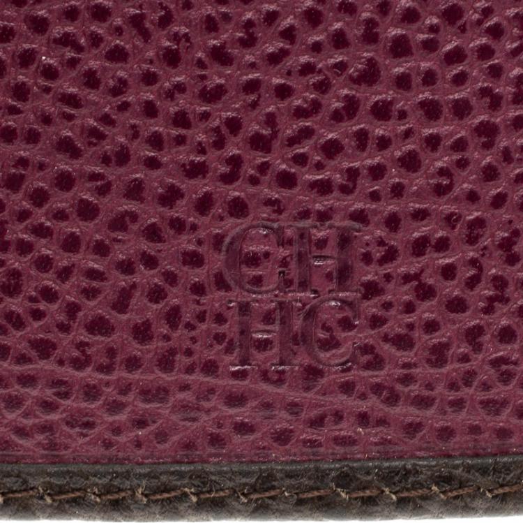 Pre Owned Carolina Herrera Dark Brown Leather Document Wallet
