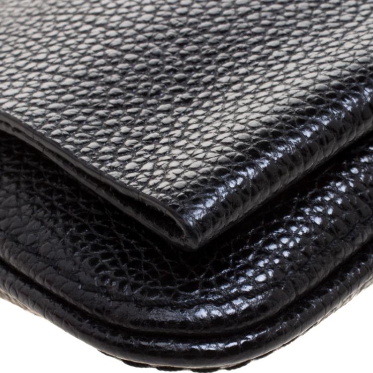 Pre Owned Carolina Herrera Black Leather Chain Flap Shoulder Bag