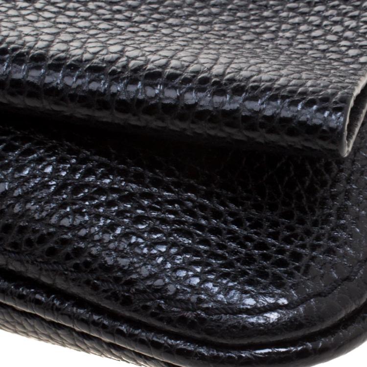 Pre Owned Carolina Herrera Black Leather Chain Flap Shoulder Bag