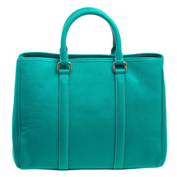 Pre Owned Carolina Herrera Turquoise Leather Matteo Tote