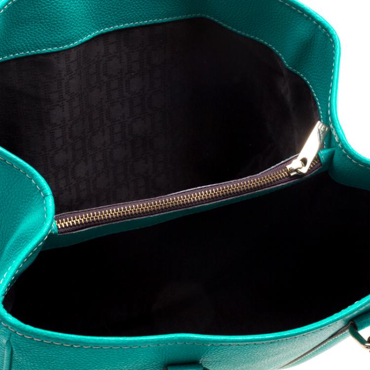 Pre Owned Carolina Herrera Turquoise Leather Matteo Tote