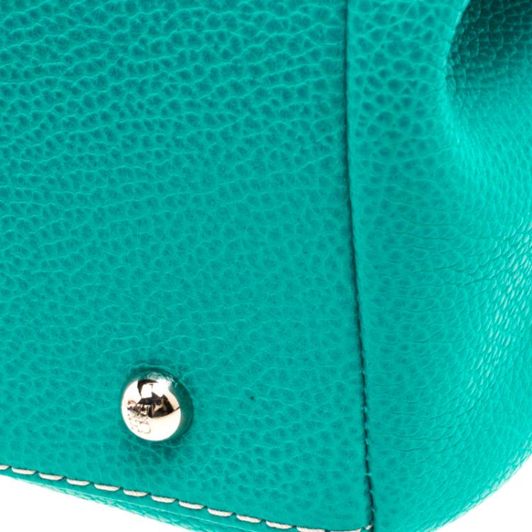 Pre Owned Carolina Herrera Turquoise Leather Matteo Tote