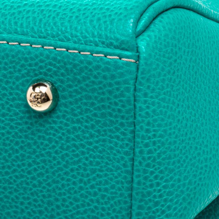 Pre Owned Carolina Herrera Turquoise Leather Matteo Tote
