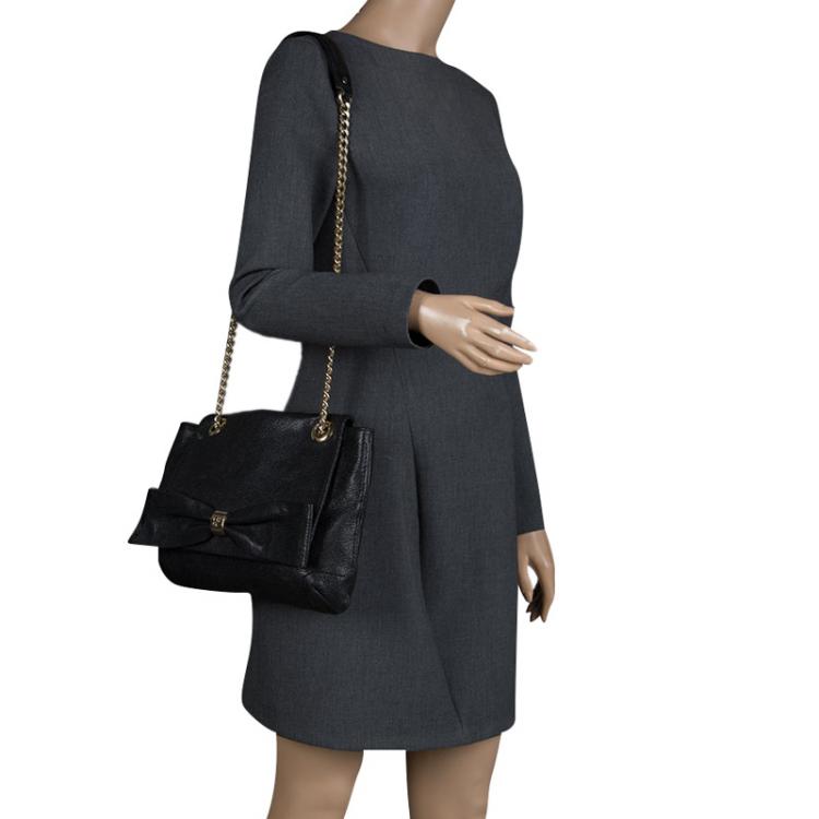 Pre Owned Carolina Herrera Black Leather Audrey Shoulder Bag