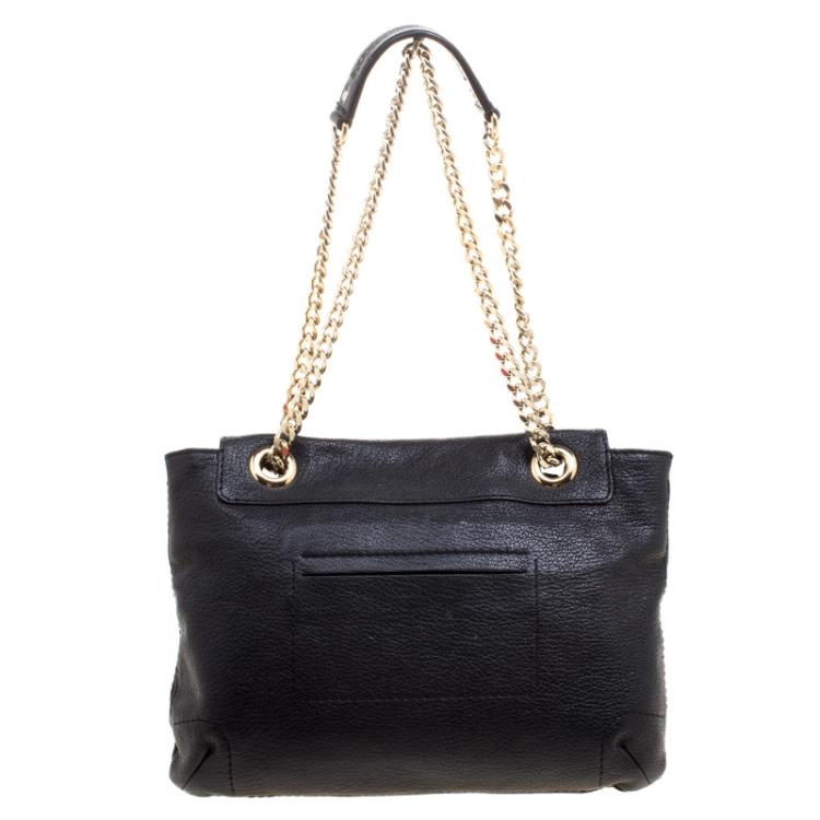 Pre Owned Carolina Herrera Black Leather Audrey Shoulder Bag