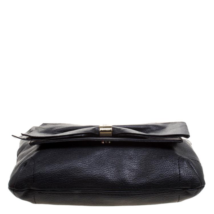 Pre Owned Carolina Herrera Black Leather Audrey Shoulder Bag