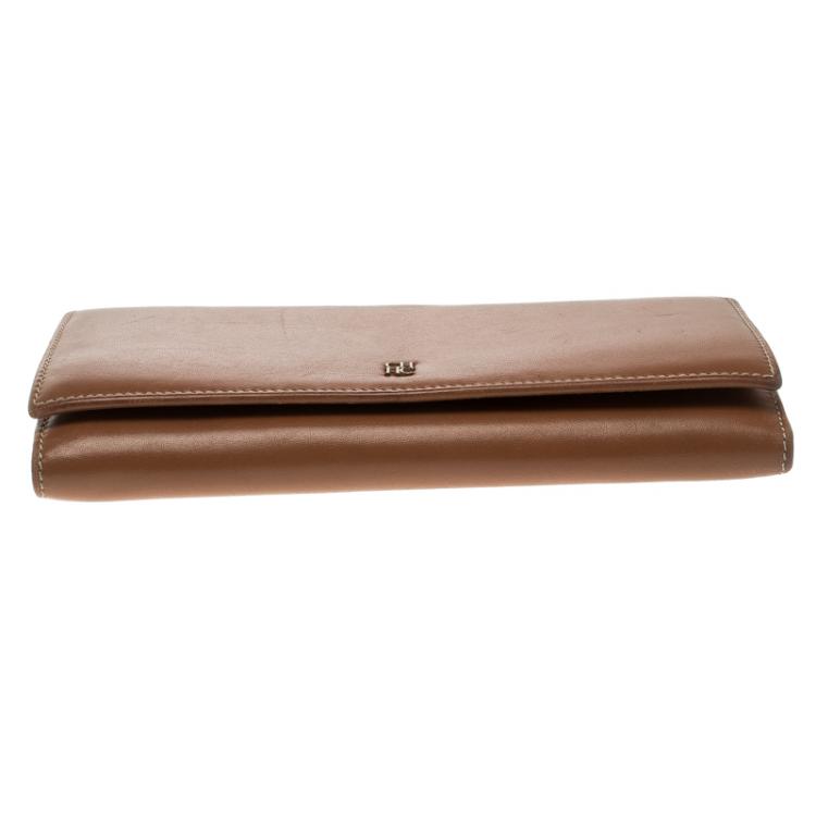 Pre Owned Carolina Herrera Brown Leather Continental Wallet