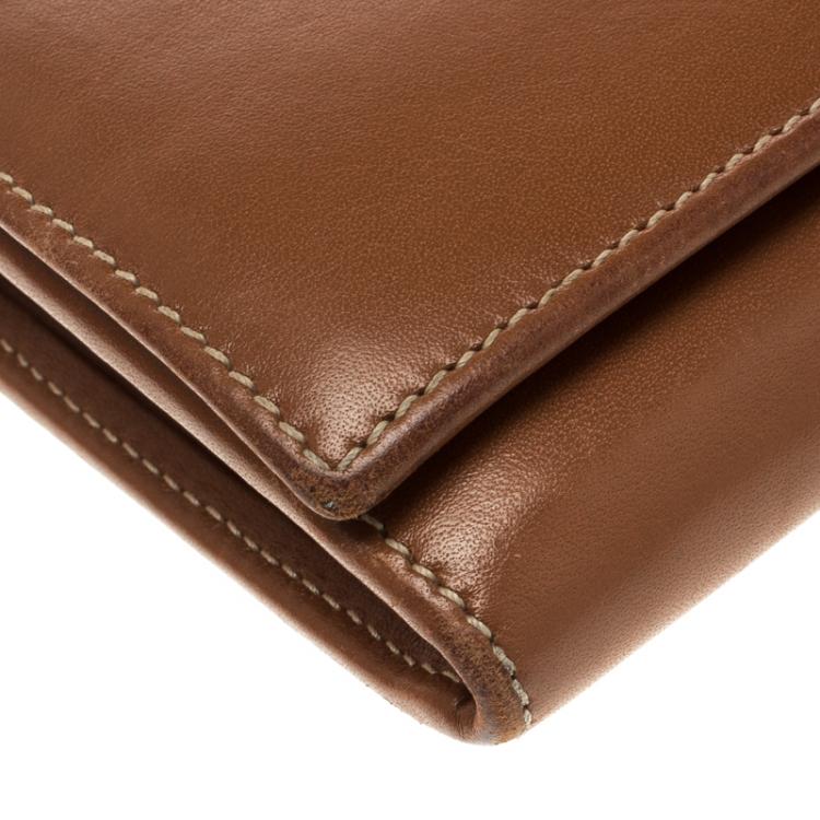 Pre Owned Carolina Herrera Brown Leather Continental Wallet