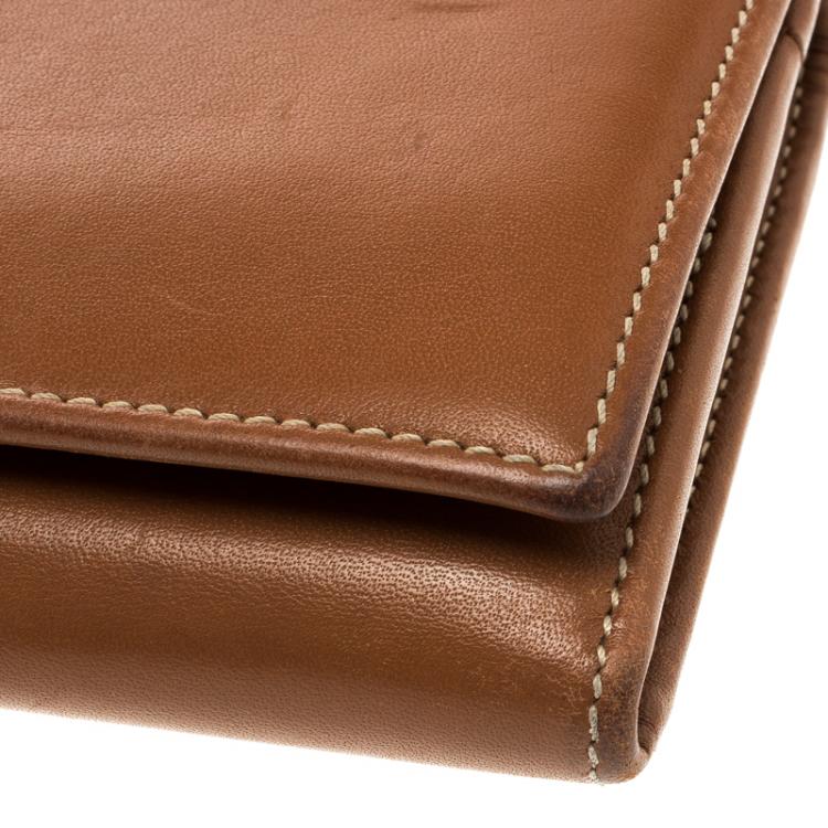 Pre Owned Carolina Herrera Brown Leather Continental Wallet