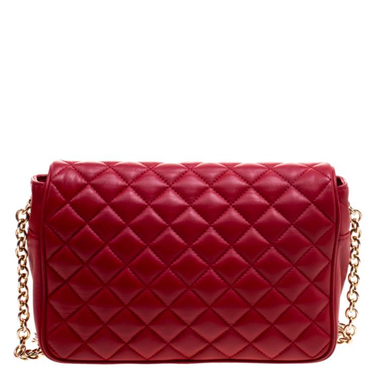 Pre Owned Carolina Herrera Red Quilted Leather Shoulder Bag
