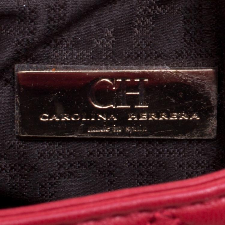 Pre Owned Carolina Herrera Red Quilted Leather Shoulder Bag