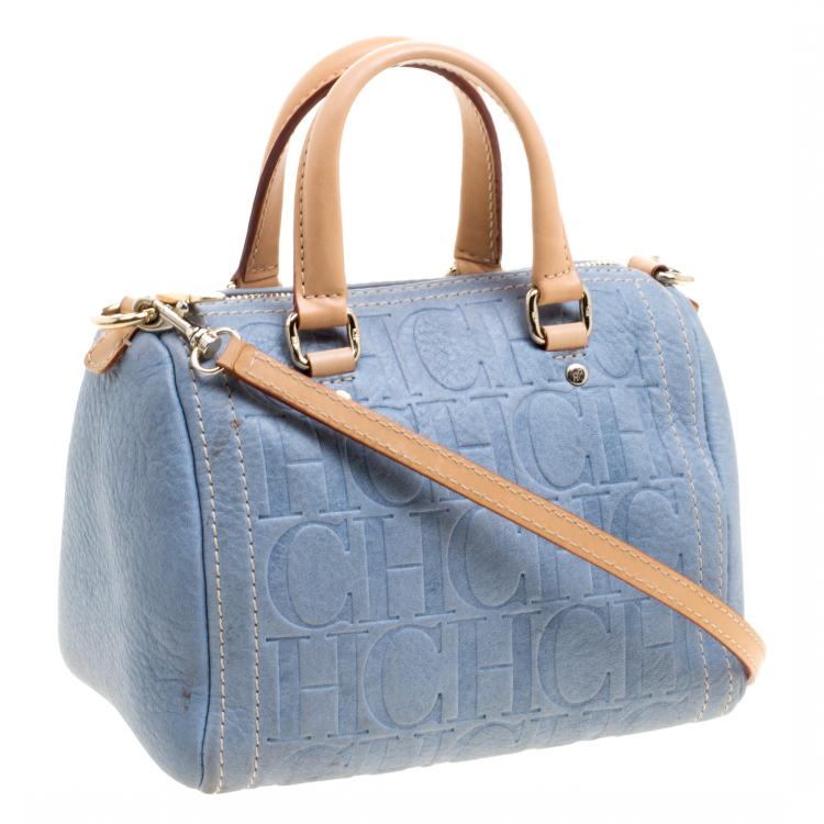مملوكة مسبقًا Carolina Herrera Powdered Blue Leather Mini Andy Boston Bag