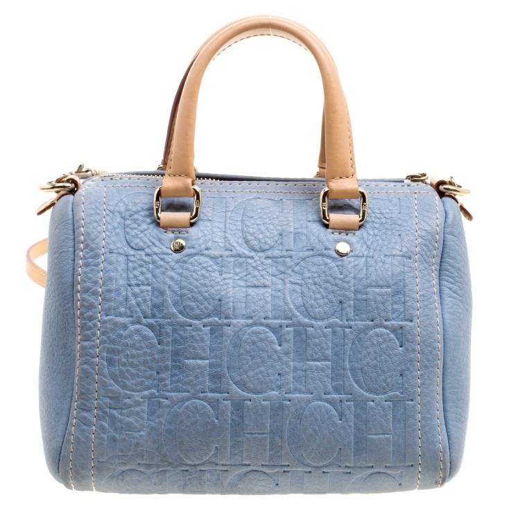 مملوكة مسبقًا Carolina Herrera Powdered Blue Leather Mini Andy Boston Bag