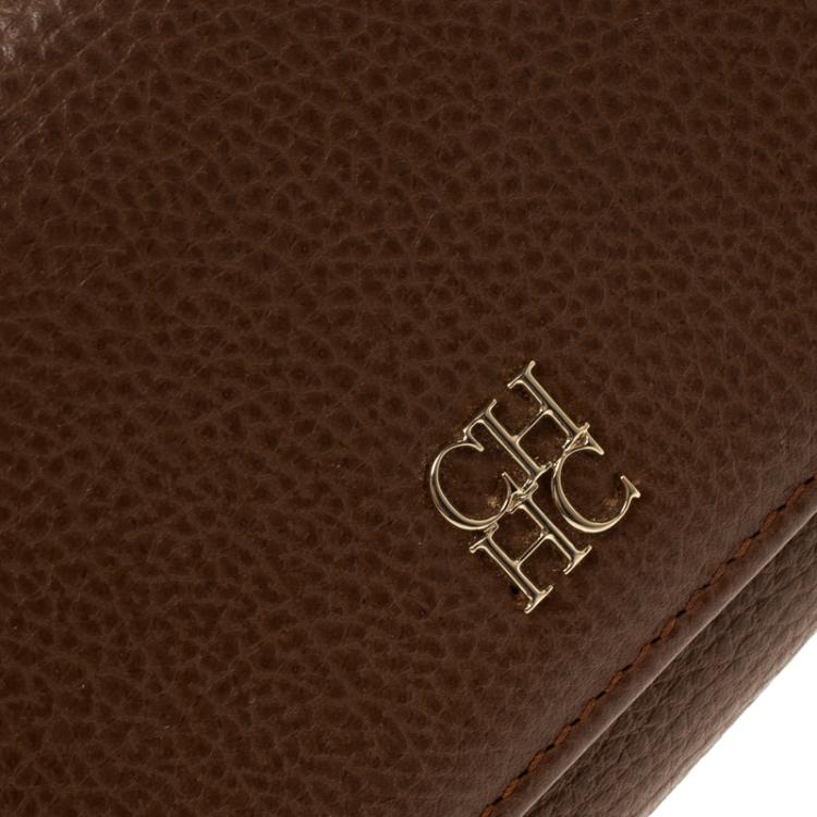 Pre Owned Carolina Herrera Brown Leather Continental Wallet