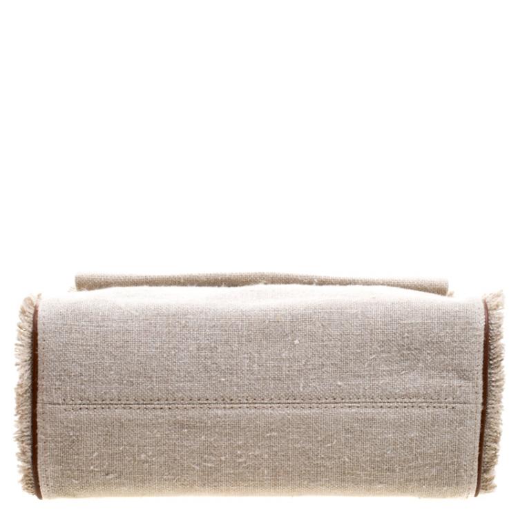 Pre Owned Carolina Herrera Beige Canvas Shoulder Bag