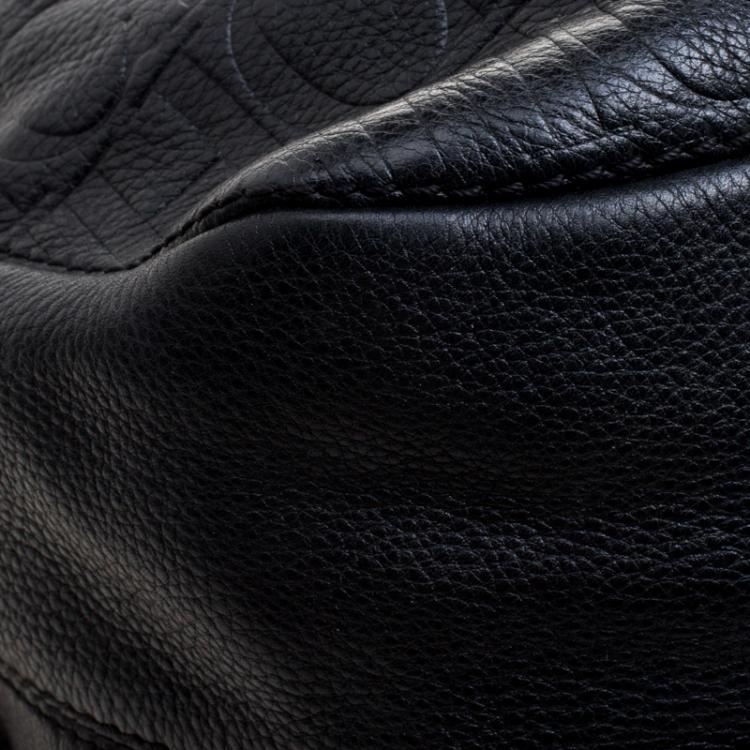 Pre Owned Carolina Herrera Black Monogram Leather Balmoral Hobo