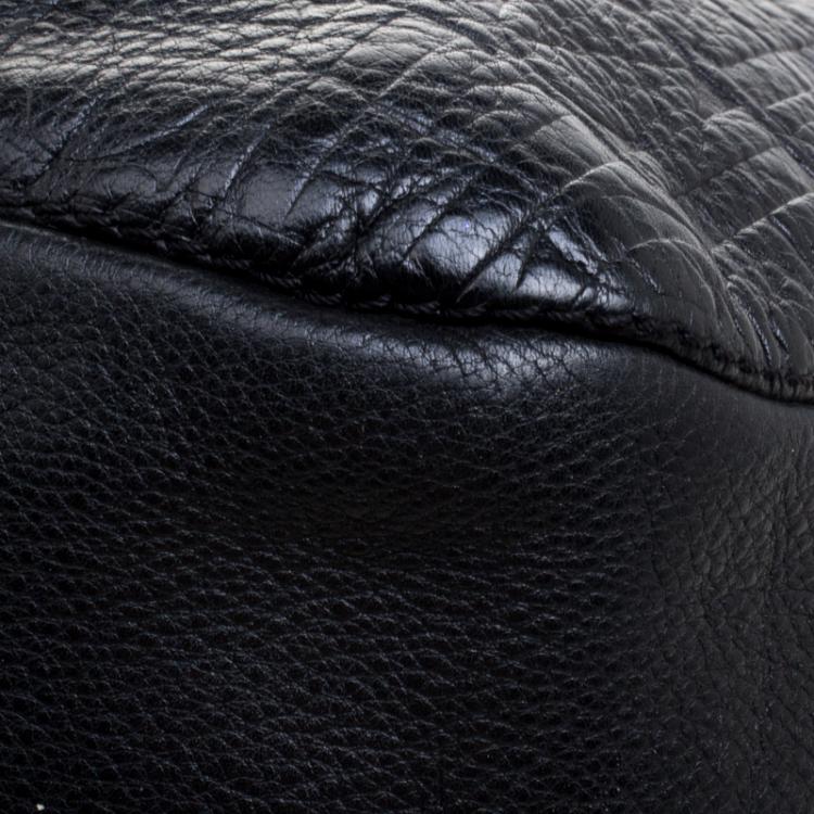 Pre Owned Carolina Herrera Black Monogram Leather Balmoral Hobo