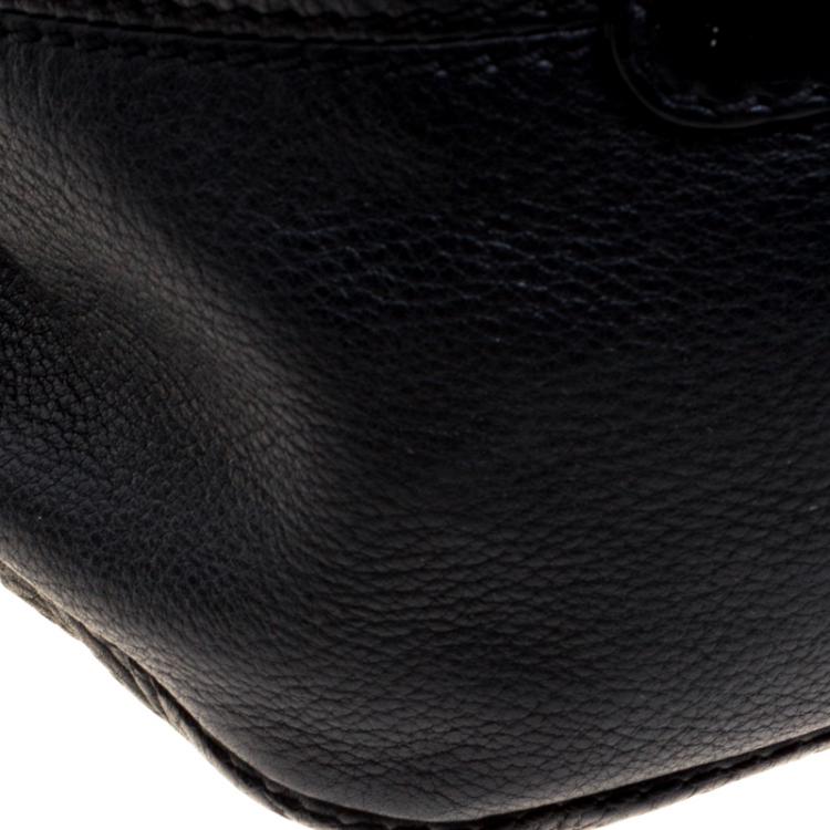 Pre Owned Carolina Herrera Black Monogram Leather Balmoral Hobo