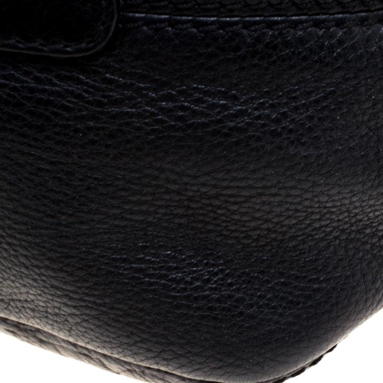 Pre Owned Carolina Herrera Black Monogram Leather Balmoral Hobo