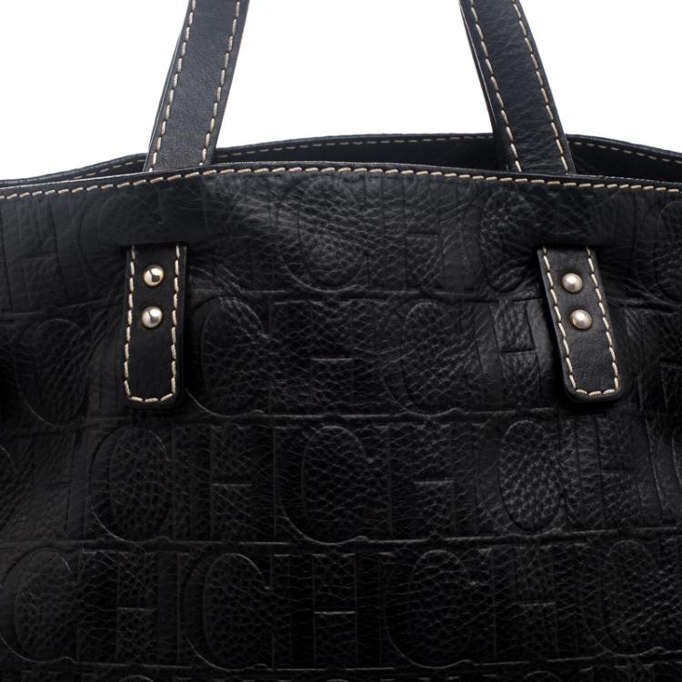 Pre Owned Carolina Herrera Black Leather Tote