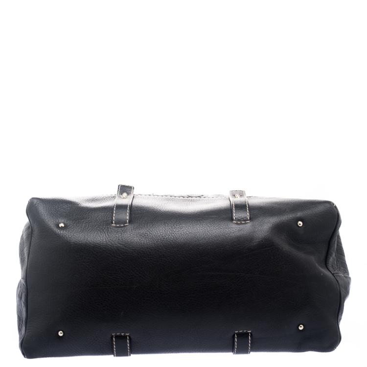 Pre Owned Carolina Herrera Black Leather Tote