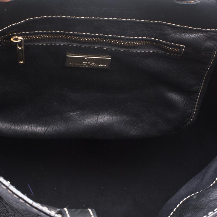 Pre Owned Carolina Herrera Black Leather Tote
