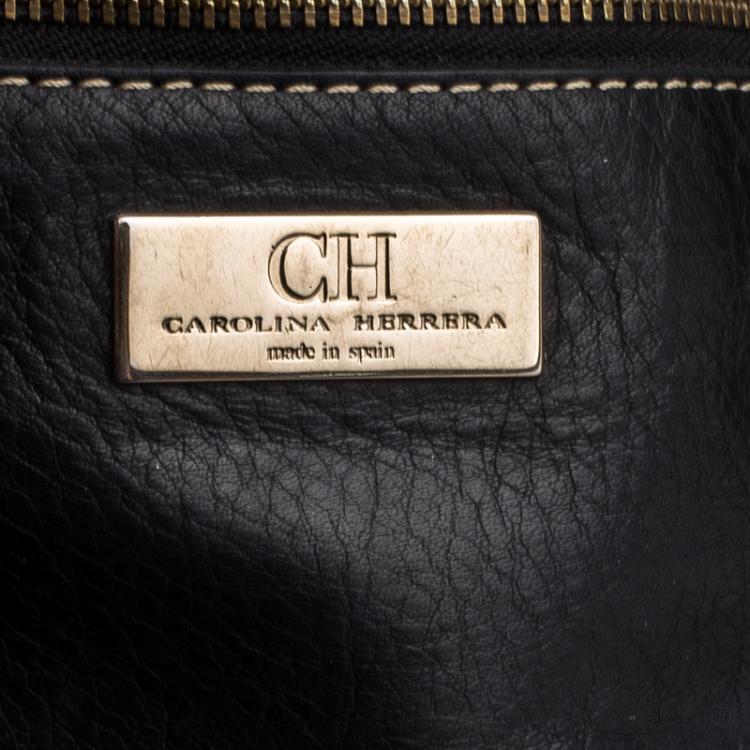 Pre Owned Carolina Herrera Black Leather Tote