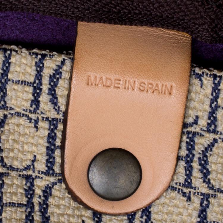 Pre Owned Carolina Herrera Purple Monogram Leather Andy Boston Bag