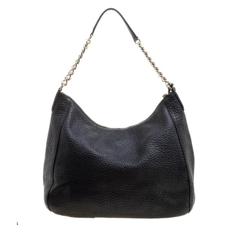 مملوكة مسبقًا Carolina Herrera Black Pebbled Leather Hobo