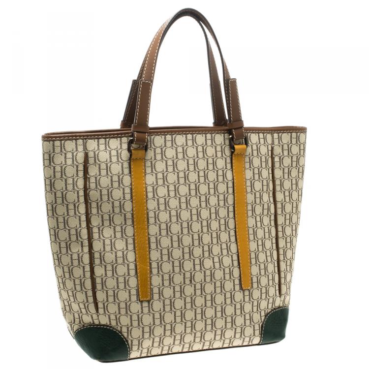 Pre Owned Carolina Herrera Multicolor Monogram Canvas Shopper Tote