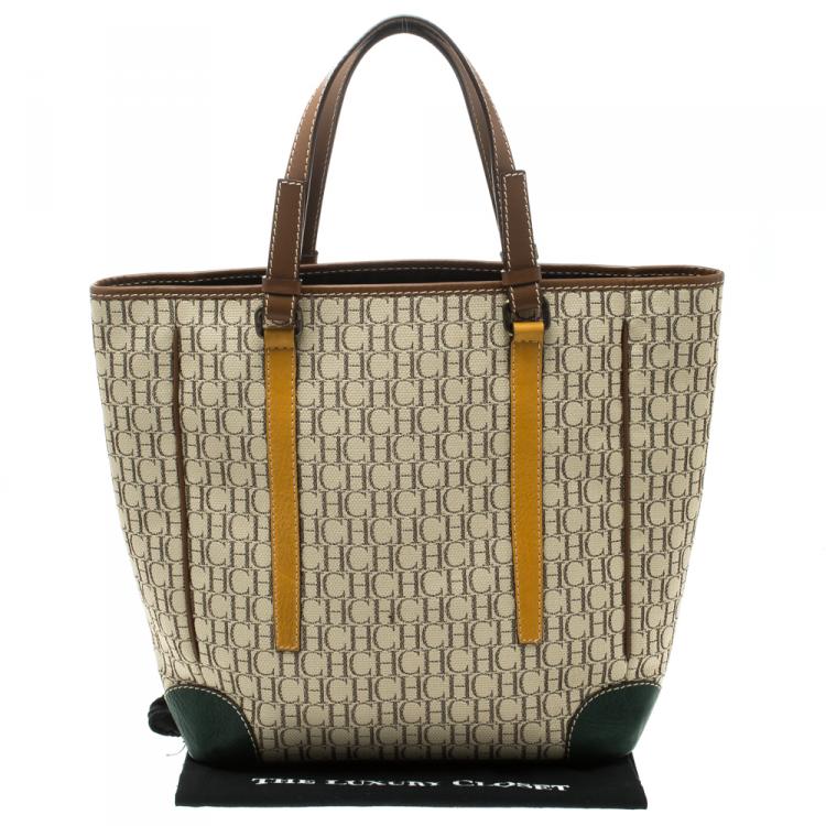 Pre Owned Carolina Herrera Multicolor Monogram Canvas Shopper Tote