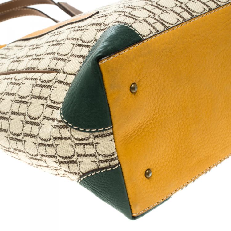 Pre Owned Carolina Herrera Multicolor Monogram Canvas Shopper Tote