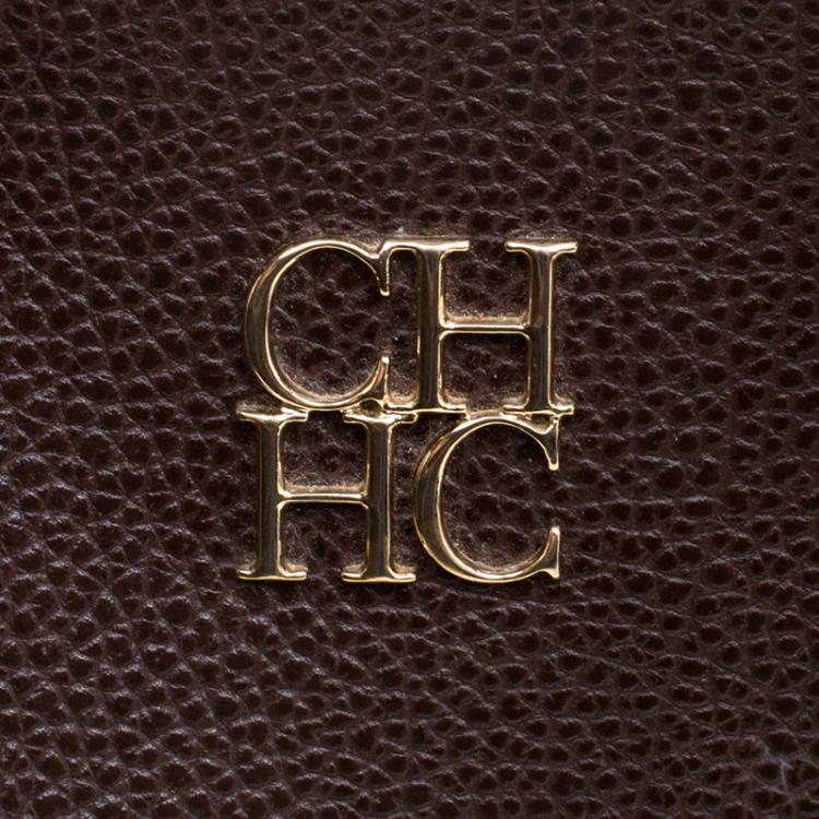 Pre Owned Carolina Herrera Dark Brown Leather Tempo Collection Adagio Tote