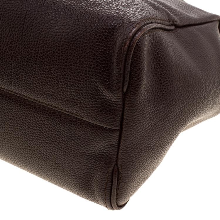 Pre Owned Carolina Herrera Dark Brown Leather Tempo Collection Adagio Tote