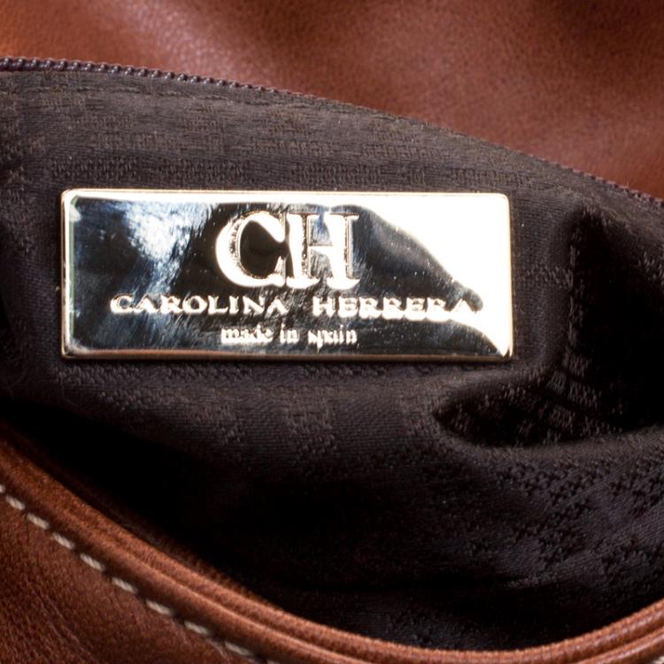 Pre Owned  Carolina Herrera Brown Quilted Leather Clutch