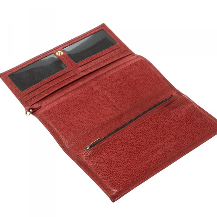 Pre Owned Carolina Herrera Red Leather Continental Wallet 