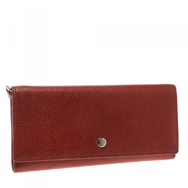 Pre Owned Carolina Herrera Red Leather Continental Wallet 