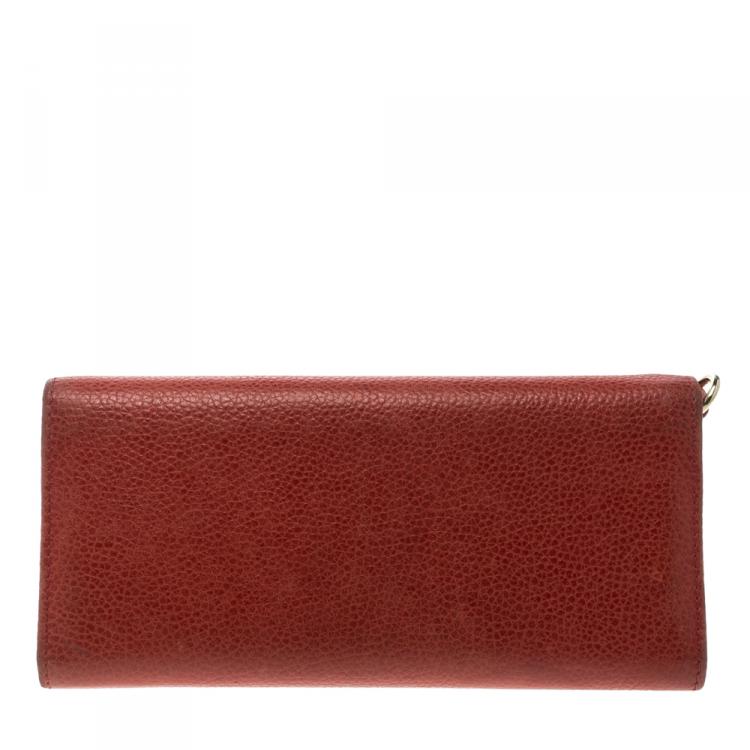Pre Owned Carolina Herrera Red Leather Continental Wallet 