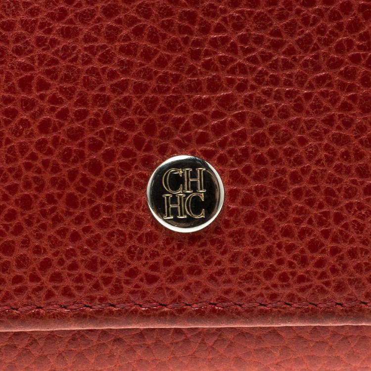 Pre Owned Carolina Herrera Red Leather Continental Wallet 