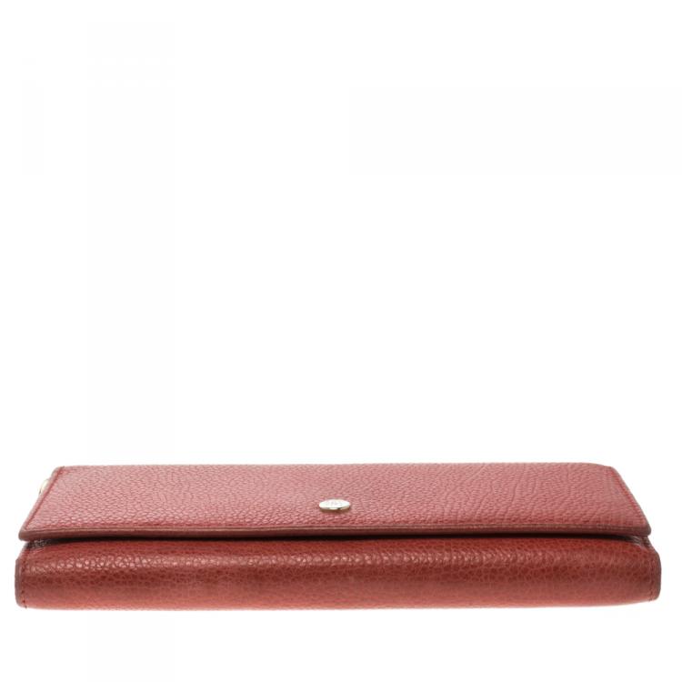 Pre Owned Carolina Herrera Red Leather Continental Wallet 