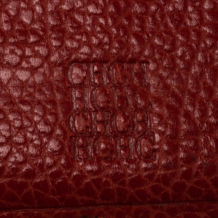 Pre Owned Carolina Herrera Red Leather Continental Wallet 