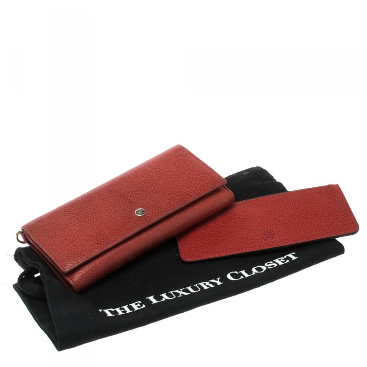 Pre Owned Carolina Herrera Red Leather Continental Wallet 