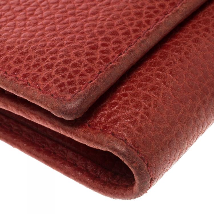 Pre Owned Carolina Herrera Red Leather Continental Wallet 