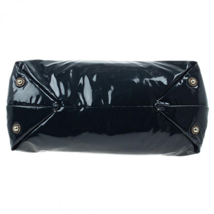 Pre Owned Carolina Herrera Blue Patent Tote