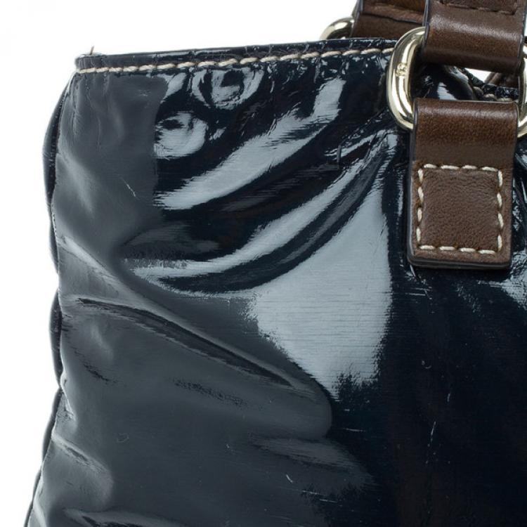 Pre Owned Carolina Herrera Blue Patent Tote