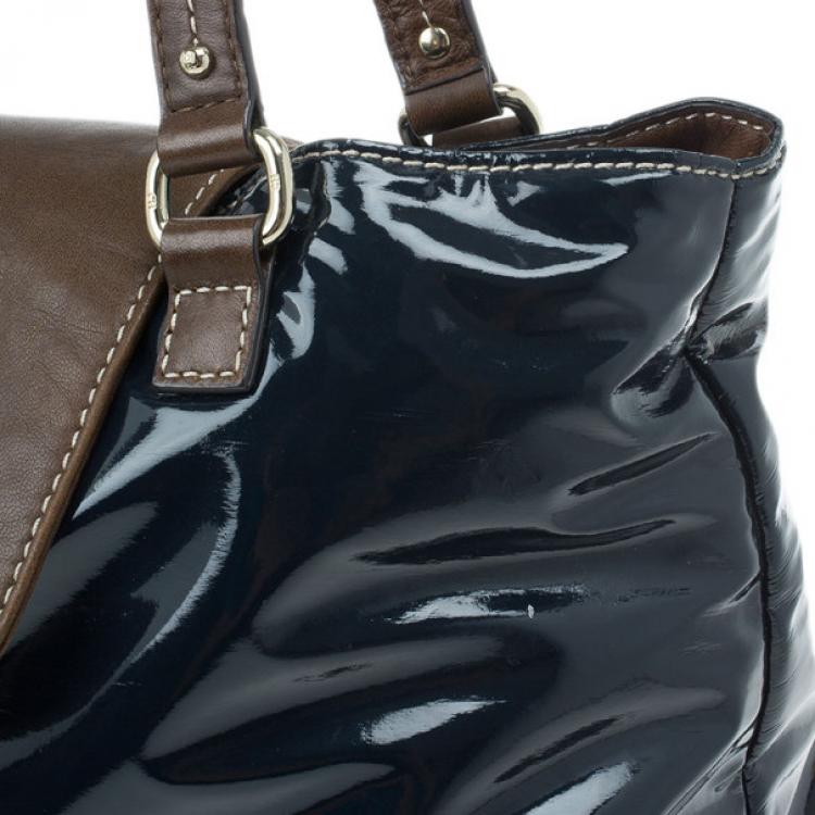Pre Owned Carolina Herrera Blue Patent Tote