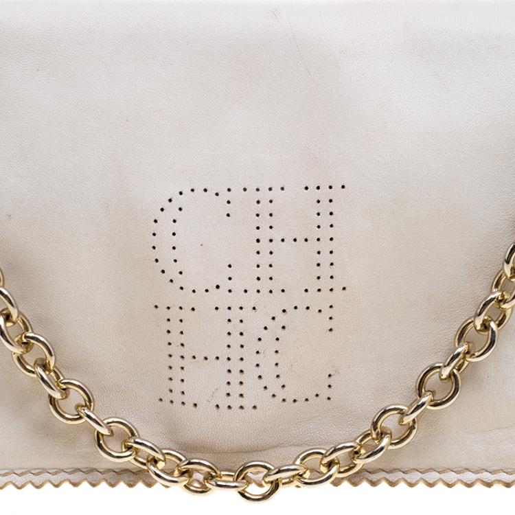 Pre Owned Carolina Herrera White Leather Chain Triana Shoulder bag