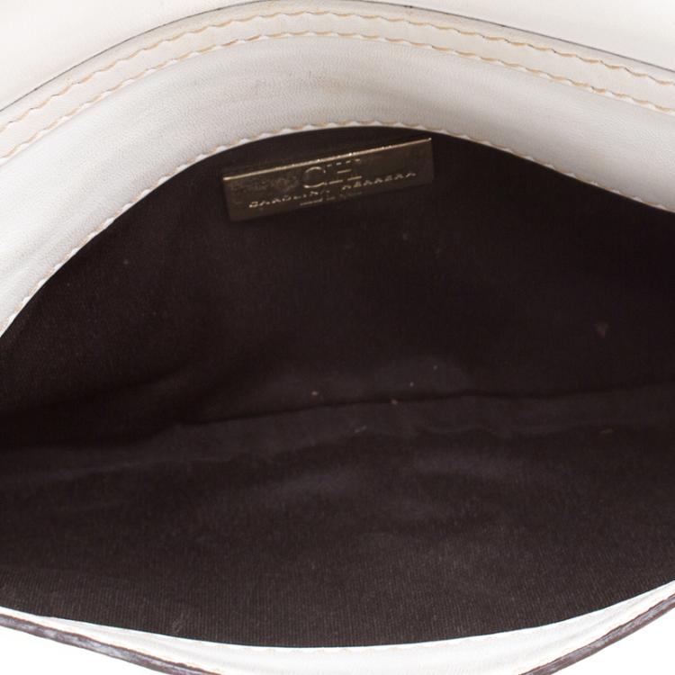 Pre Owned Carolina Herrera White Leather Chain Triana Shoulder bag