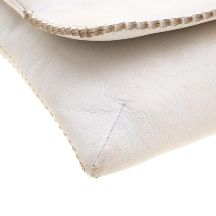 Pre Owned Carolina Herrera White Leather Chain Triana Shoulder bag