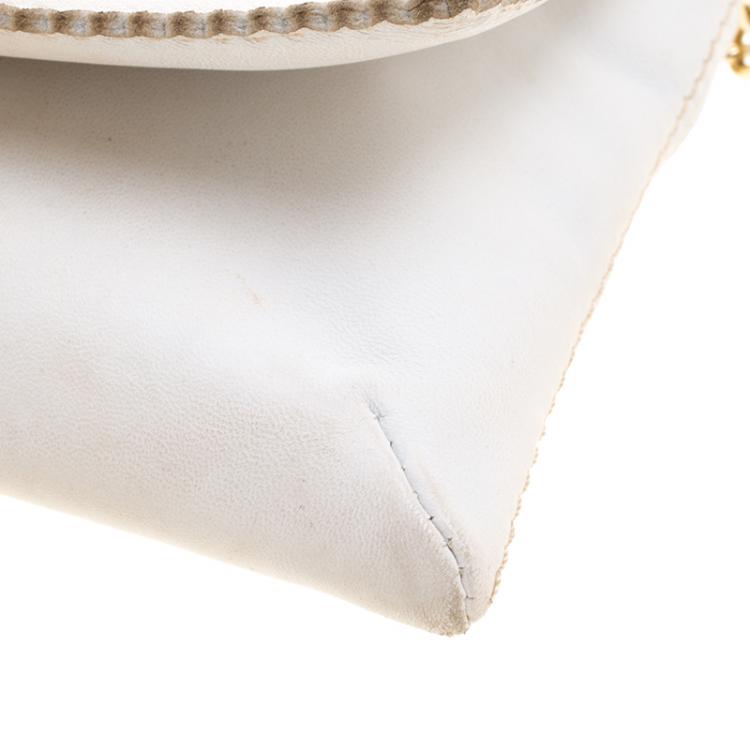 Pre Owned Carolina Herrera White Leather Chain Triana Shoulder bag